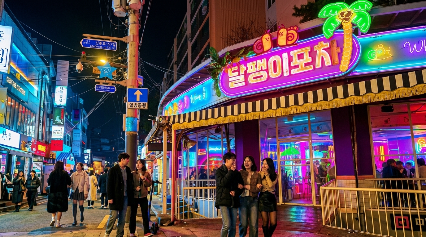 네온사인 빛나는 압구정로데오 밤거리