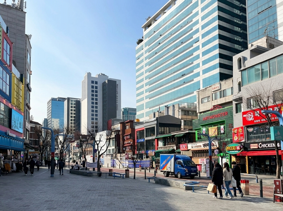 홍대 걷고싶은거리의 상가 거리