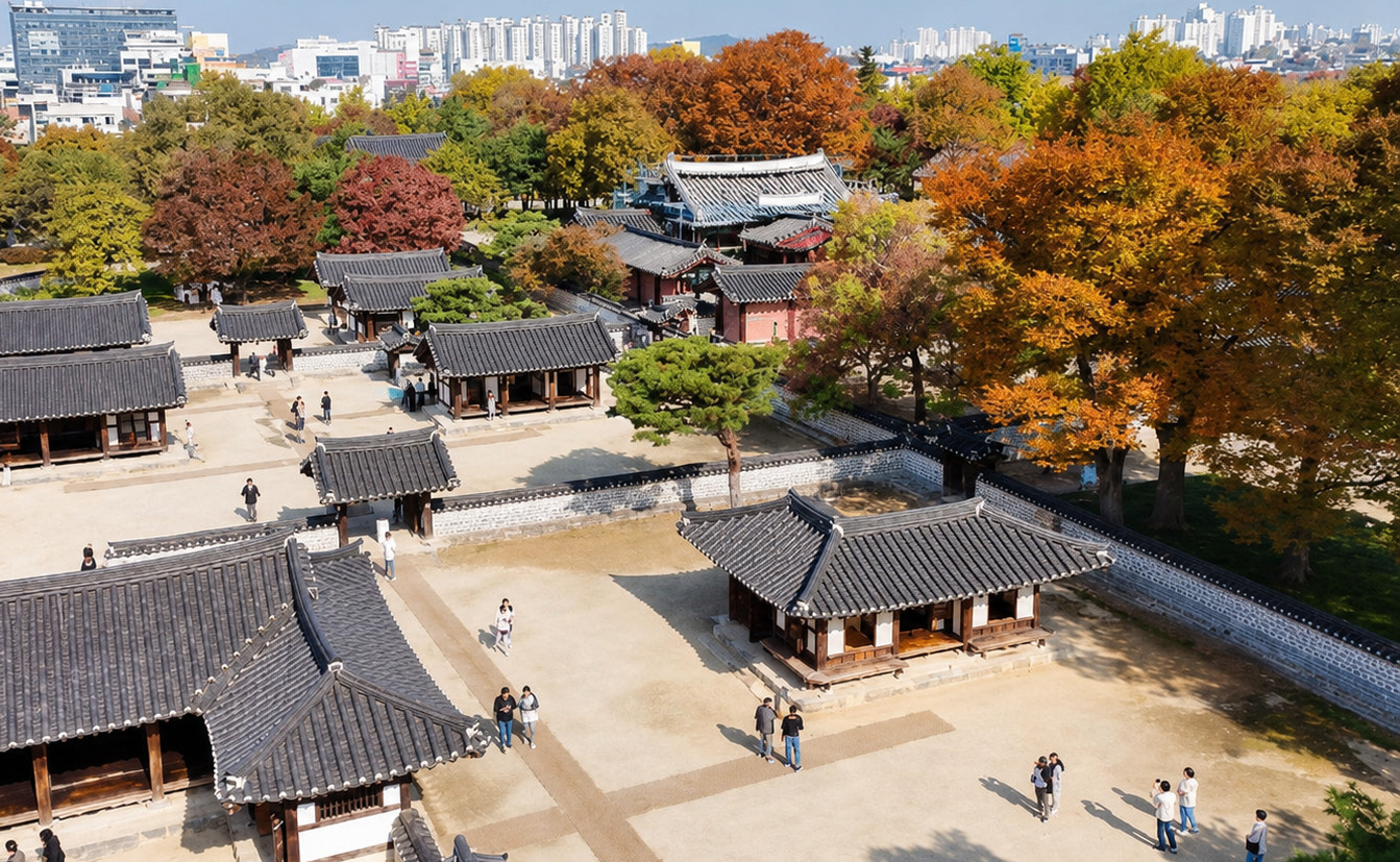 전동성당에서 한옥 골목 지나 한벽당까지