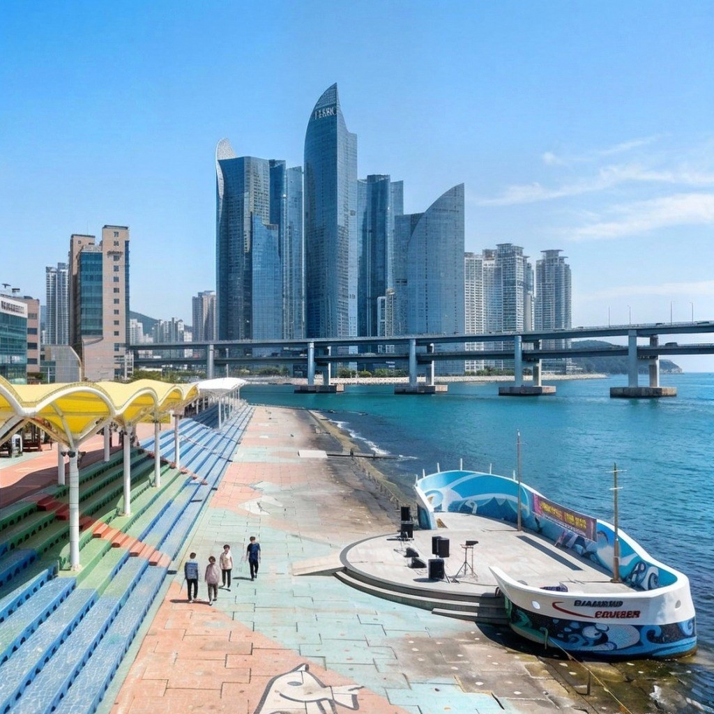 광안대교를 마주한 광안리 민락수변공원 데크