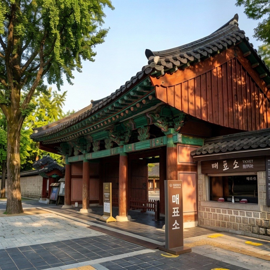단청 정문과 매표소가 보이는 경기전 입구